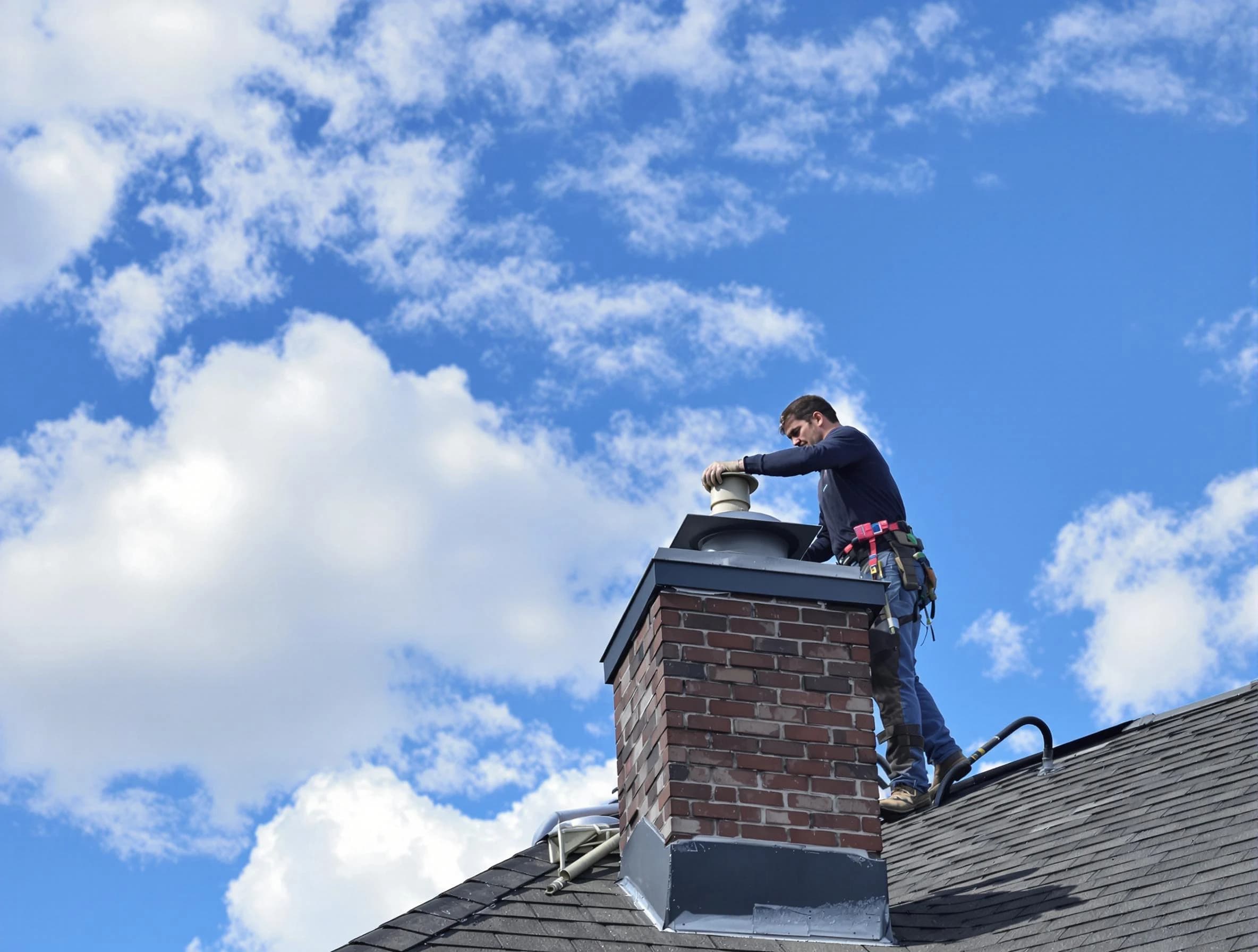 Fairfield Chimney Sweep installing a sturdy chimney cap in Fairfield, AL