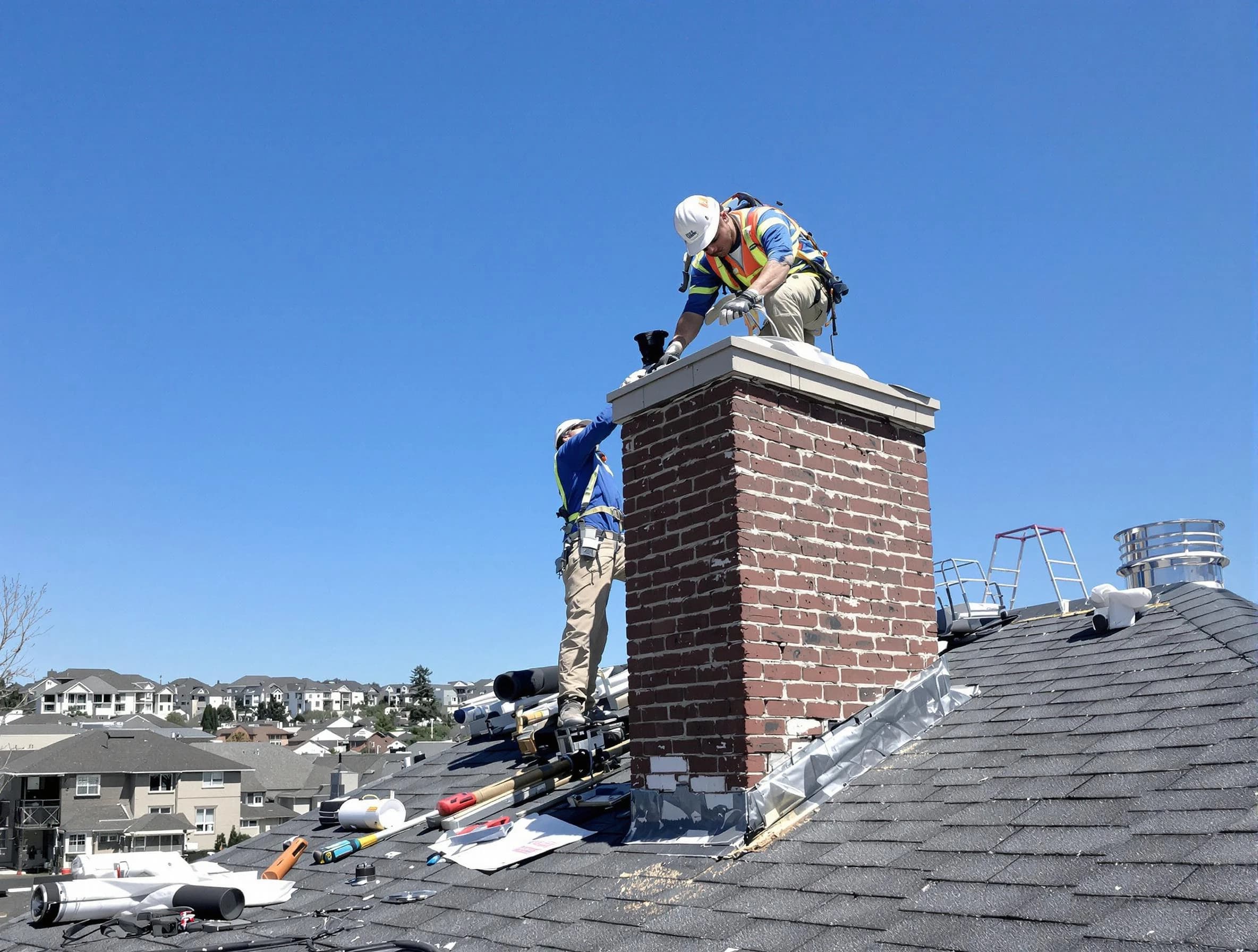 Fairfield Chimney Sweep repairing a chimney crown in Fairfield, AL