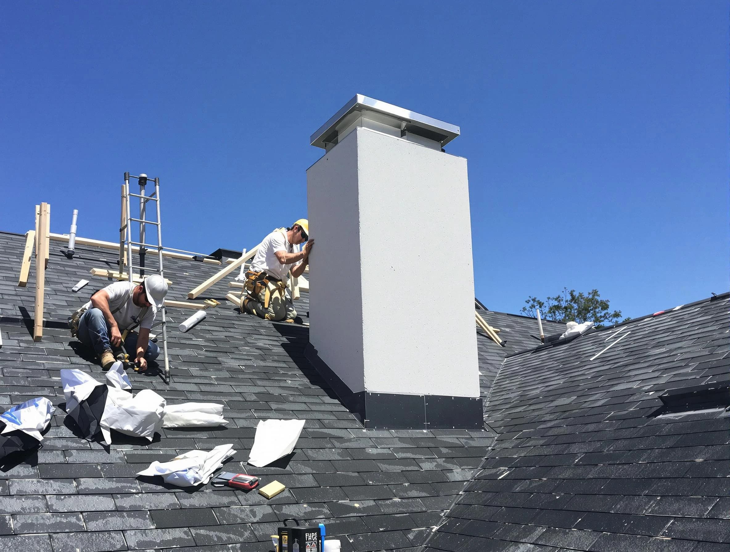 Fairfield Chimney Sweep crew installing a new chimney in Fairfield, AL