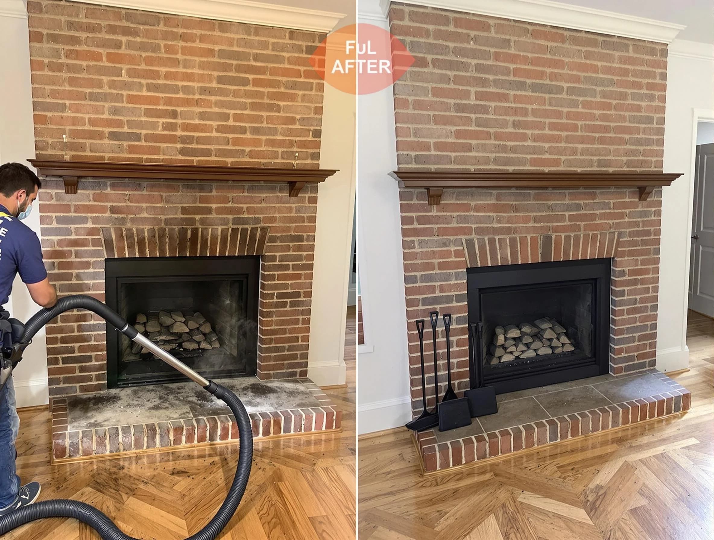 Fairfield Chimney Sweep carefully sanitizing a fireplace in Fairfield, AL