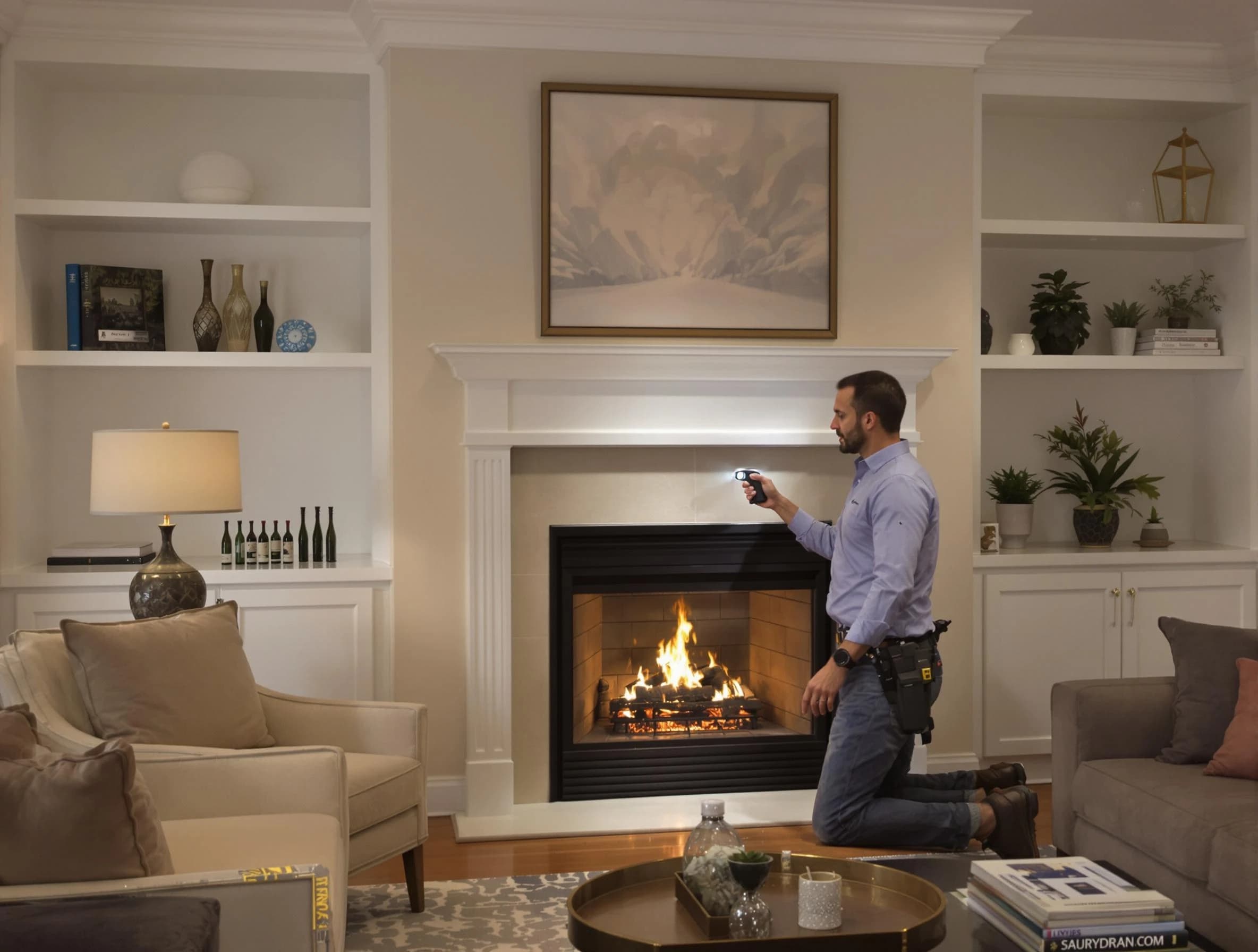 Fairfield Chimney Sweep conducting a fireplace safety inspection in Fairfield, AL