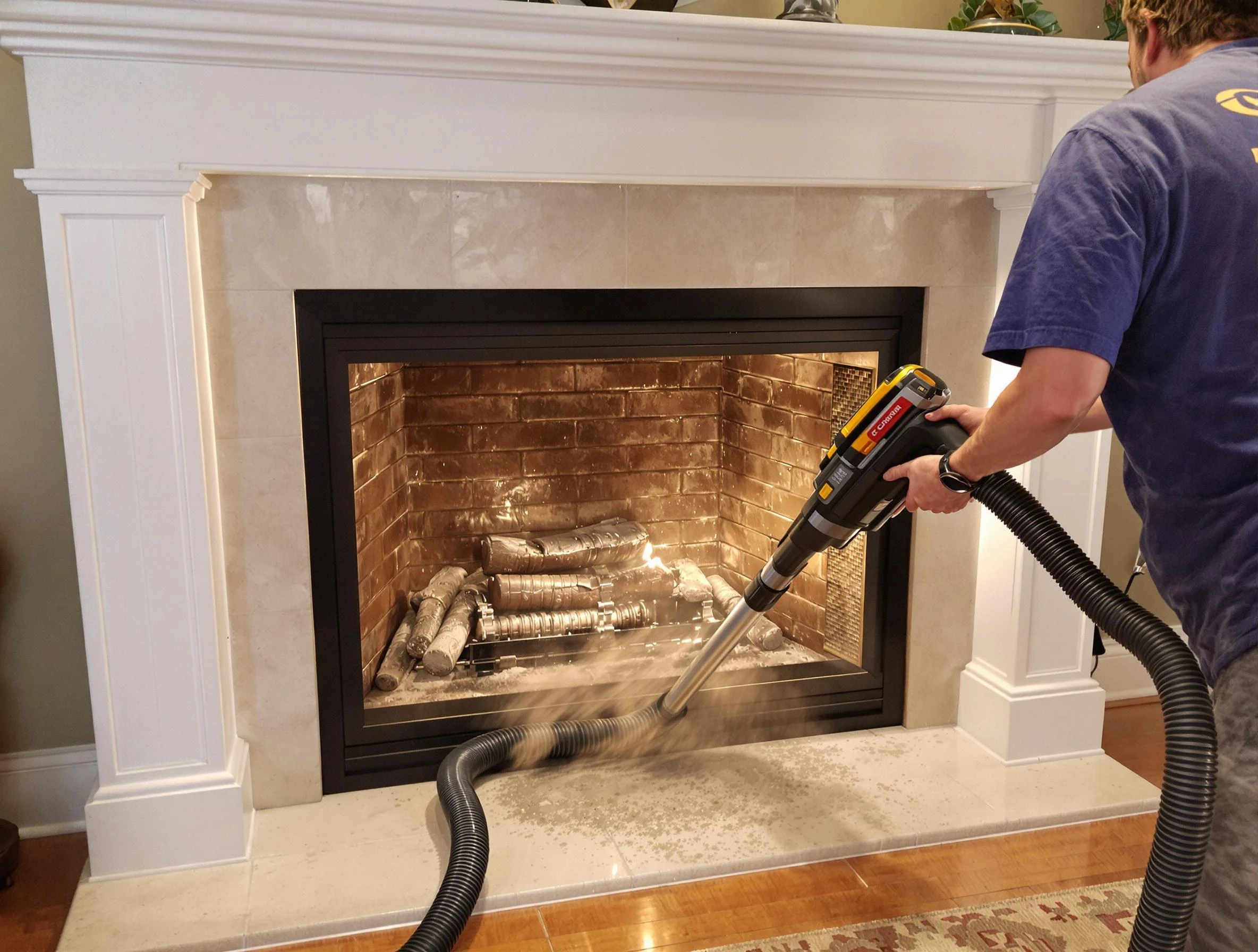 Fireplace cleaning performed by Fairfield Chimney Sweep in Fairfield, AL