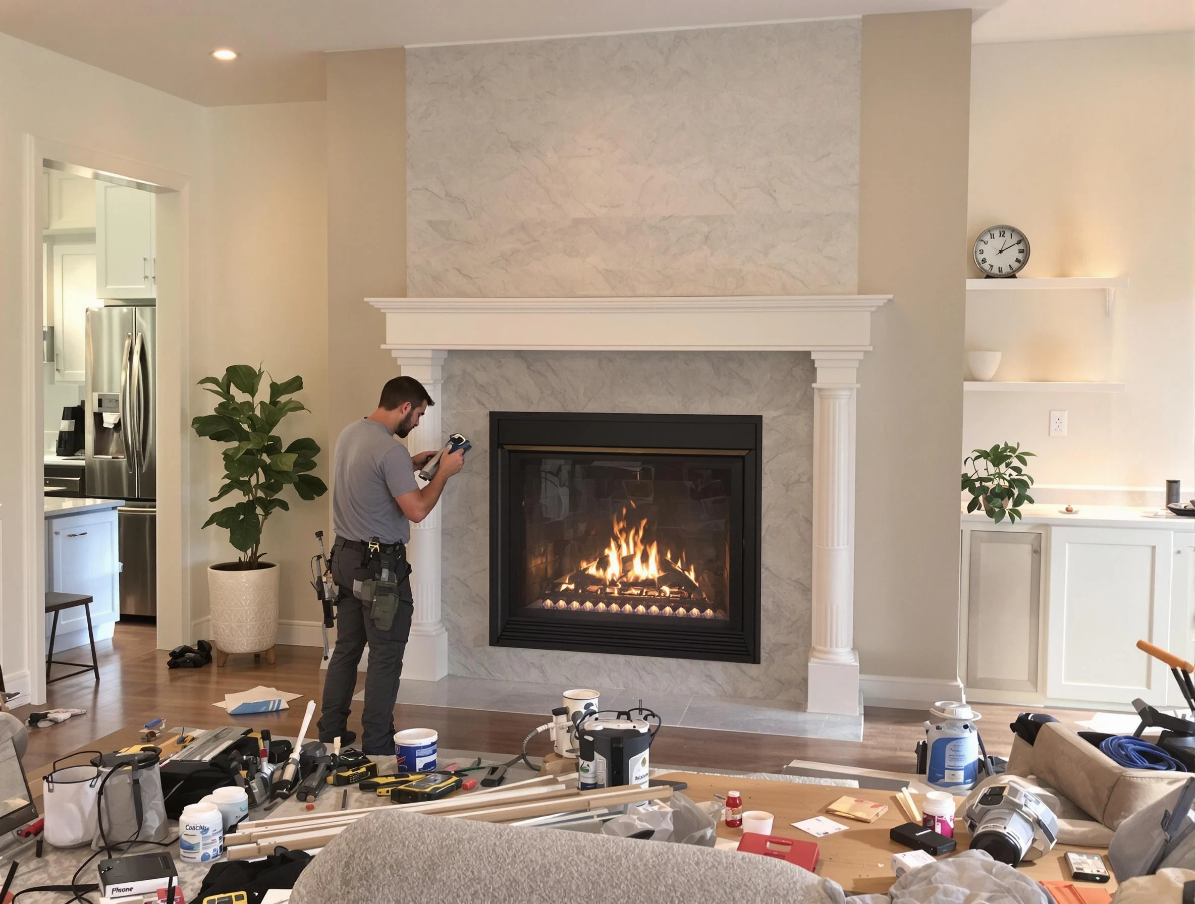 Newly installed fireplace by Fairfield Chimney Sweep in Fairfield, AL